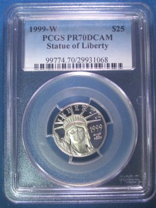 1999 - W $25 Platinum Pcgs Pr70 Dcam Proof Eagle Dollar $850,  Pop Only 247 photo