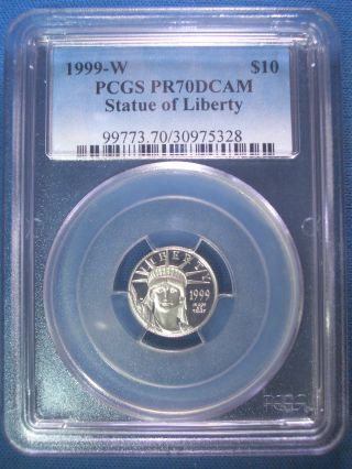 1999 - W Platinum Pcgs Pr70 Dcam Proof Eagle $10 Dollar $425,  Pop Only 258 photo