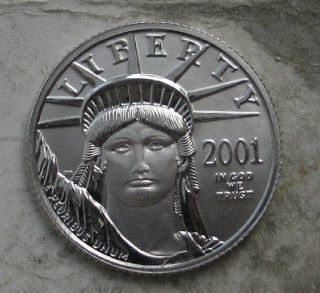 2001 Platinum 1/4 Oz American Eagle.  Gem Bu photo