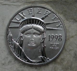1998 Platinum 1/4 Oz American Eagle.  Gem Bu photo