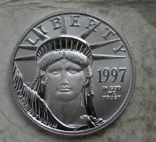 1997 Platinum 1/4 Oz American Eagle.  Gem Bu photo