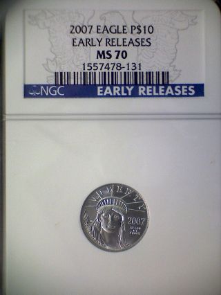 2007 $10 Platinum American Eagle - Ngc Ms 70 - 1/10 Troy Oz - Early Release photo