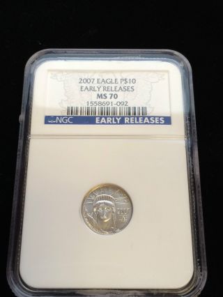 2007 Platinum Eagle P$10 Early Releases Ngc Ms 70 691 - 092 photo