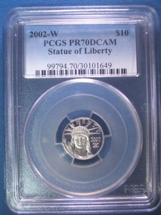 2002 - W Platinum Pcgs Pr70 Dcam Proof Eagle $10 Dollar $425,  Pop Only 189 photo