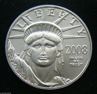 2008 1 Oz American Eagle Platinum Coin.  9995 Pure Aunc photo