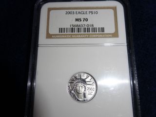2003 $10 Platinum Statue Of Liberty Certified Ngc Ms 70 photo