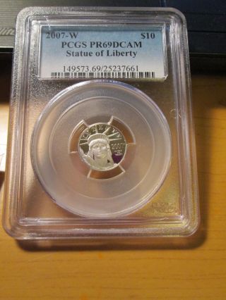 2007 - W Platinum Pcgs Pr 69 Dcam Proof Eagle $10 Dollar 1/10 Oz photo