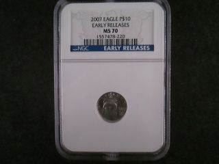 2007 $10 Ms70 Ngc 1/10 Oz Platinum American Eagle.  999 Fine Bullion Round/ Coin photo