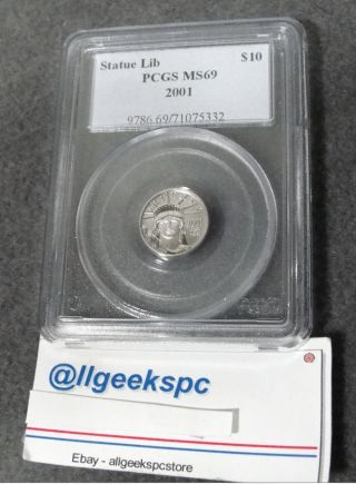 2001 Pcgs Ms69 Ms 69 Platinum Eagle 1/10 Oz Ounce.  9995 Platinum Coin photo