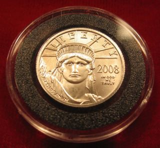 2008 $25 1/4 Ounce Platinum American Eagle Bu Coin Low Mintage Popular Date photo