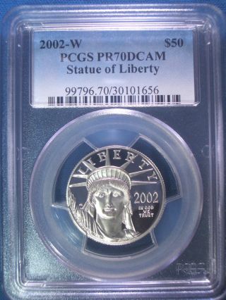 2002 - W $50 Platinum Pcgs Pr70 Dcam Proof Eagle Dollar $1,  400,  Pop Only 221 photo