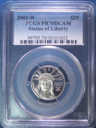 2002 - W $25 Platinum Pcgs Pr70 Dcam Proof Eagle Dollar $750,  Pop Only 248 photo