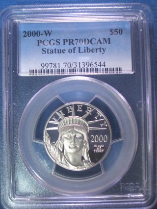 2000 - W $50 Platinum Pcgs Pr70 Dcam Proof Eagle Dollar $1,  350,  Pop Only 296 photo