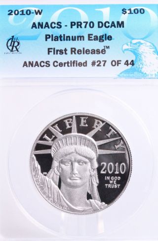 2010 W American Platinum Eagle 1oz Proof Coin Anacs Pr 70 Dcam First Release photo