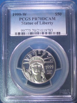 1999 - W $50 Platinum Pcgs Pr70 Dcam Proof Eagle Dollar $1,  600,  Pop Only 248 photo