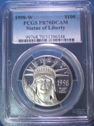 1998 - W $100 Platinum Pcgs Pr70 Dcam Proof Eagle Dollar $2,  600,  Pop Only 153 photo