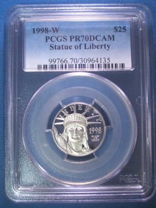 1998 - W $25 Platinum Pcgs Pr70 Dcam Proof Eagle Dollar $900,  Pop Only 139 photo