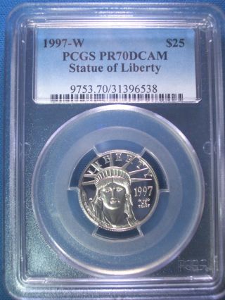 1997 - W $25 Platinum Pcgs Pr70 Dcam Proof Eagle Dollar $750,  Pop Only 137 photo
