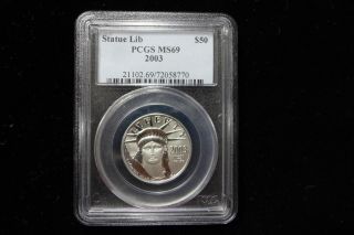 2003 $50.  00 1/2 Oz.  Platinum Eagle Pcgs Ms 69 photo