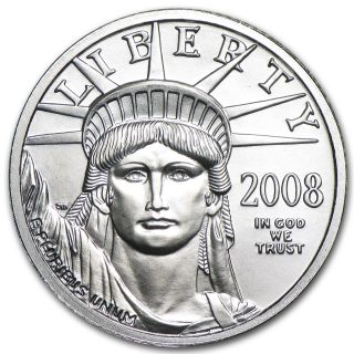 2008 1/4 Oz Platinum American Eagle Coin - Brilliant Uncirculated - Sku 31389 photo
