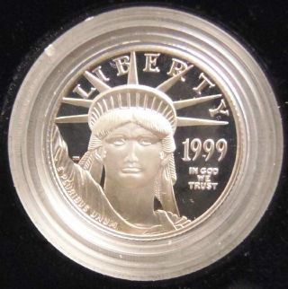 1999 - W 1/4 Oz Proof Platinum American Eagle $25 / Certificate Gem Coin photo