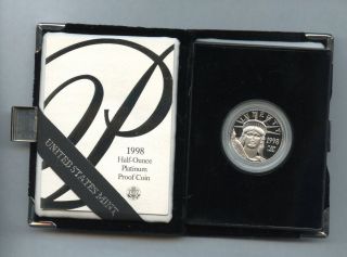 1998 American Eagle Half Ounce Platinum $50 Dollar Proof Coin W/ Us photo