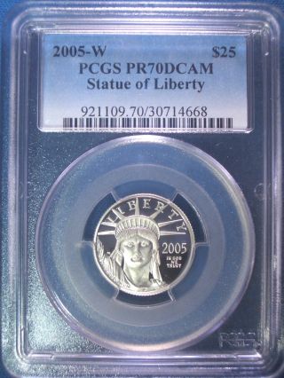 2005 - W $25 Platinum Pcgs Pr70 Dcam Proof Eagle Dollar $925,  Pop Only 154 photo