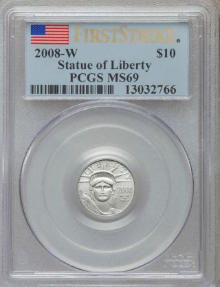 2008 - W First Strike $10 Platinum Eagle Pcgs Ms69 photo