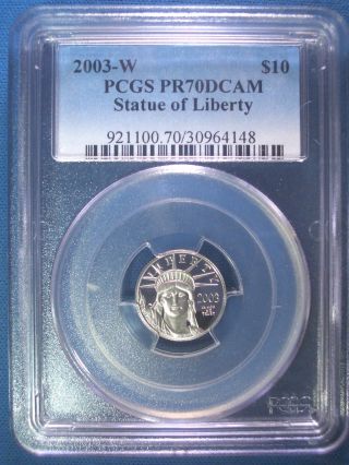 2003 - W Platinum Pcgs Pr70 Dcam Proof Eagle $10 Dollar $550,  Pop Only 198 photo