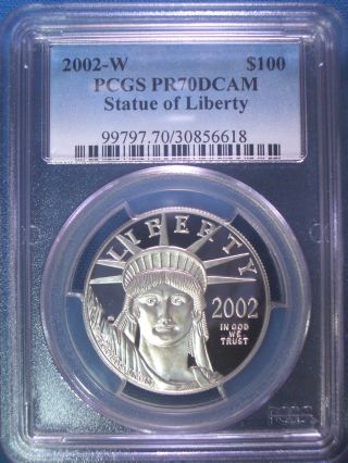 2002 - W $100 Platinum Pcgs Pr70 Dcam Proof Eagle Dollar $3,  000,  Pop Only 190 photo