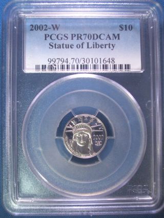 2002 - W Platinum Pcgs Pr70 Dcam Proof Eagle $10 Dollar $425,  Pop Only 189 photo