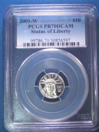 2001 - W Platinum Pcgs Pr70 Dcam Proof Eagle $10 Dollar $425,  Pop Only 155 photo