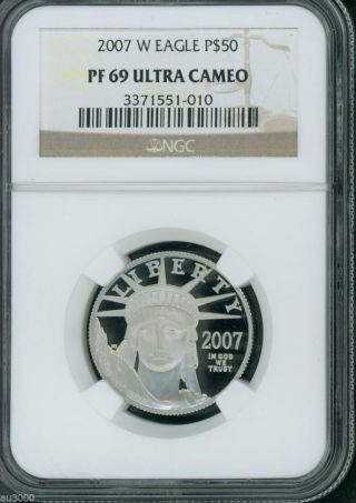 2007 - W $50 Statue Liberty 1/2 Oz.  Platinum Ngc Pr69 Proof Pf69 photo