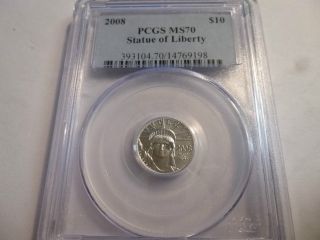 2008 $10 American Platinum Eagle,  Pcgs Graded Ms 70 photo