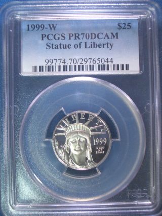 1999 - W $25 Platinum Pcgs Pr70 Dcam Proof Eagle Dollar $850,  Pop Only 247 photo