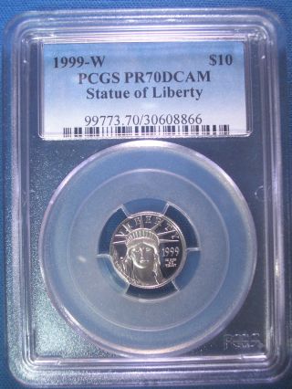 1999 - W Platinum Pcgs Pr70 Dcam Proof Eagle $10 Dollar $425,  Pop Only 258 photo