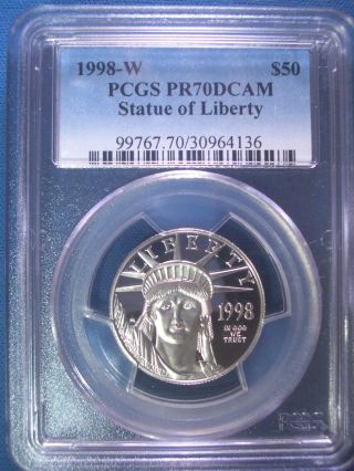 1998 - W $50 Platinum Pcgs Pr70 Dcam Proof Eagle Dollar $1,  200,  Pop Only 481 photo