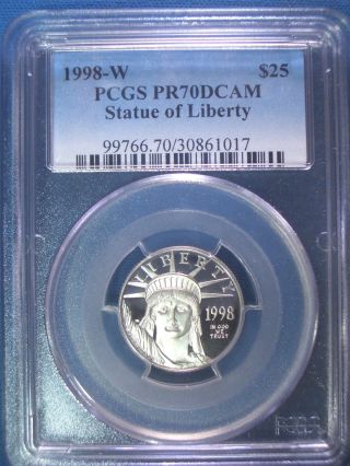 1998 - W $25 Platinum Pcgs Pr70 Dcam Proof Eagle Dollar $900,  Pop Only 139 photo