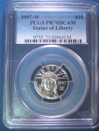 1997 - W $25 Platinum Pcgs Pr70 Dcam Proof Eagle Dollar $750,  Pop Only 137 photo