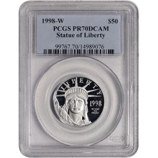1998 - W American Platinum Eagle Proof (1/2 Oz) $50 - Pcgs Pr70 Dcam photo