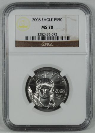 2008 1/2 Oz $50 Platinum Eagle Coin Ngc Ms 70 - Perfect photo