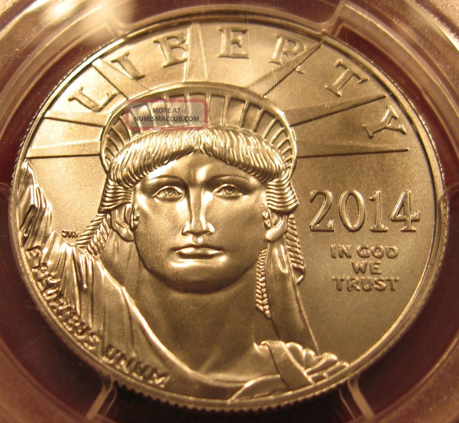 2014 1 Oz $100 Platinum American Eagle Statue Of Liberty Pcgs Ms70