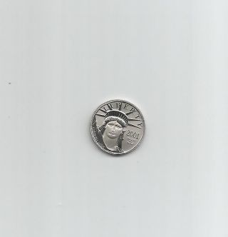 2001 1/10 Oz $10 American Eagle Platinum Coin Statue Of Liberty photo