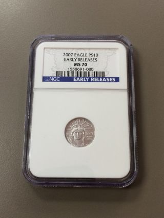 2007 Platinum Eagle P$10 Early Releases Ngc Ms 70 691 - 080 photo