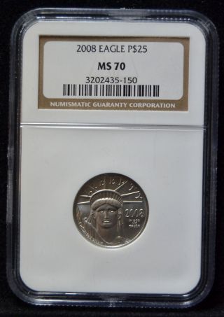 2008 $25 American Eagle Platinum 1/4oz Ngc Ms70 photo