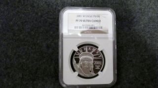 2001 - W American Eagle Platinum Bullion $100 Coin.  Ngc Graded Perfect Pf70 Uc photo