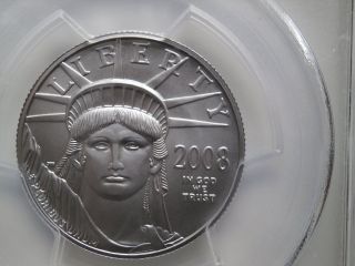 2008 - W Burnished Finish Half Ounce (1/2 Oz. ) $50 Platinum Eagle,  Pcgs Ms70,  Rare photo