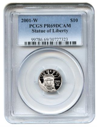 2001 - W Platinum Eagle $10 Pcgs Proof 69 Dcam photo