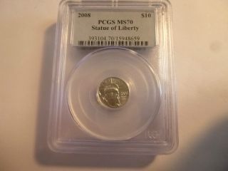 2008 $10 American Platinum Eagle,  Pcgs Graded Ms 70 photo