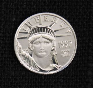 1997,  1/10 Oz.  American Eagle Platinum Coin -.  9995 Platinum (w/case) photo